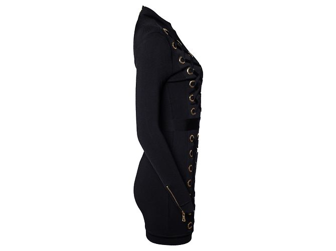 Balmain, abito aderente in maglia elasticizzata nera Nero - vista 4