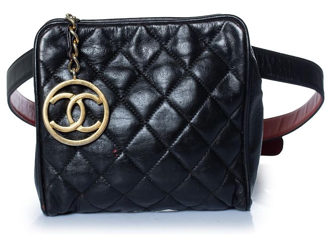 Chanel, marsupio vintage in pelle trapuntata anni 1990 Nero Rosso - vista 2