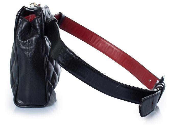 Chanel, marsupio vintage in pelle trapuntata anni 1990 Nero Rosso - vista 5