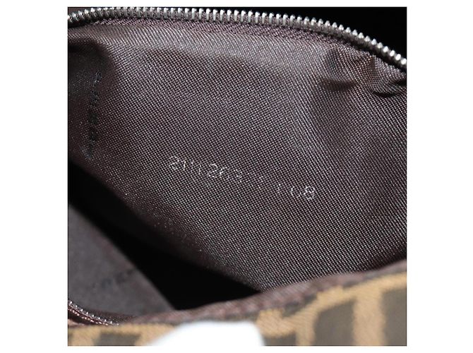 FENDI Zucca Canvas Mamma Baguette Shoulder Bag Black Brown Auth 190478V Marrone Nero - vista 11