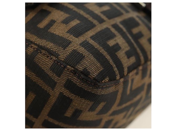 FENDI Zucca Canvas Mamma Baguette Shoulder Bag Black Brown Auth 190478V Marrone Nero - vista 15