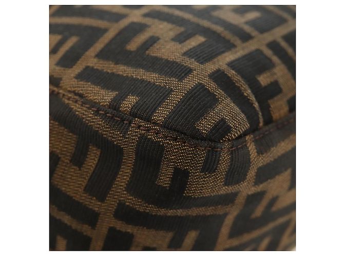 FENDI Zucca Canvas Mamma Baguette Shoulder Bag Black Brown Auth 190478V Marrone Nero - vista 17