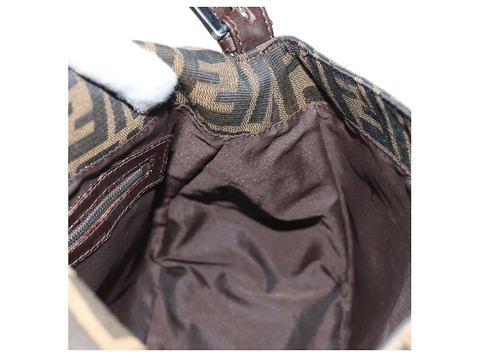 FENDI Zucca Canvas Mamma Baguette Shoulder Bag Black Brown Auth 190478V Marrone Nero - vista 23