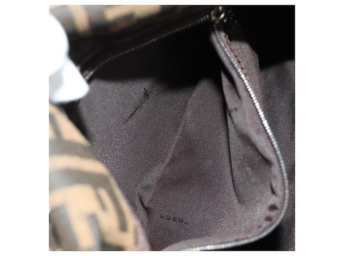 FENDI Zucca Canvas Mamma Baguette Shoulder Bag Black Brown Auth 190478V Marrone Nero - vista 25