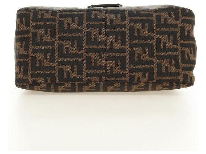 FENDI Zucca Canvas Mamma Baguette Shoulder Bag Black Brown Auth 190478V Marrone Nero - vista 5