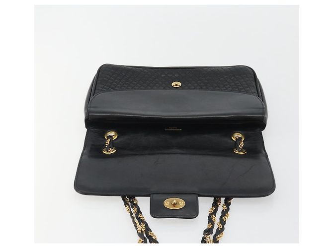 Borsa a Spalla con Catena BALLY in Pelle Nera e Oro Auth 190641A Nero D'oro - vista 10