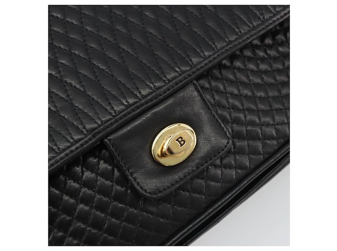 Borsa a Spalla con Catena BALLY in Pelle Nera e Oro Auth 190641A Nero D'oro - vista 17