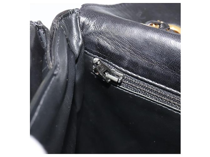 Borsa a Spalla con Catena BALLY in Pelle Nera e Oro Auth 190641A Nero D'oro - vista 20