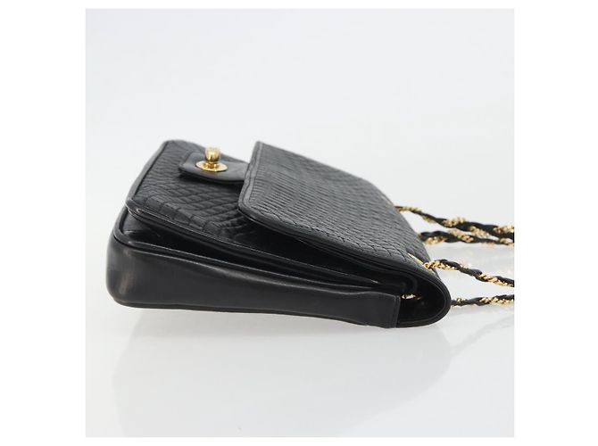 Borsa a Spalla con Catena BALLY in Pelle Nera e Oro Auth 190641A Nero D'oro - vista 3