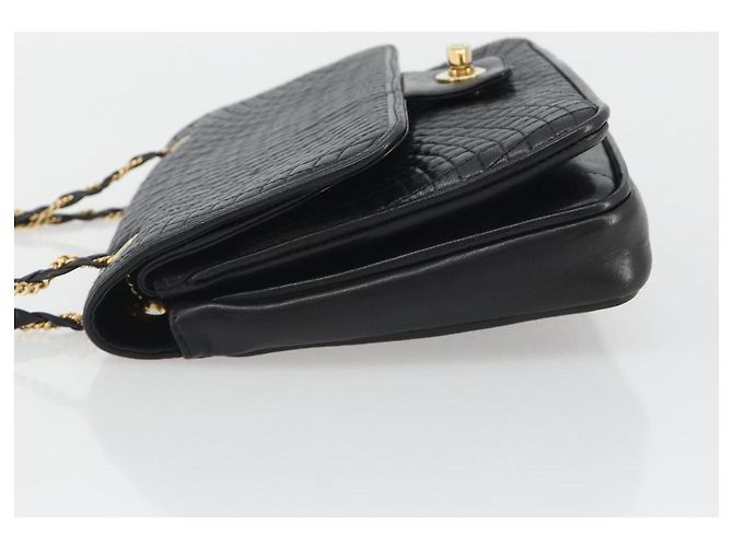 Borsa a Spalla con Catena BALLY in Pelle Nera e Oro Auth 190641A Nero D'oro - vista 4