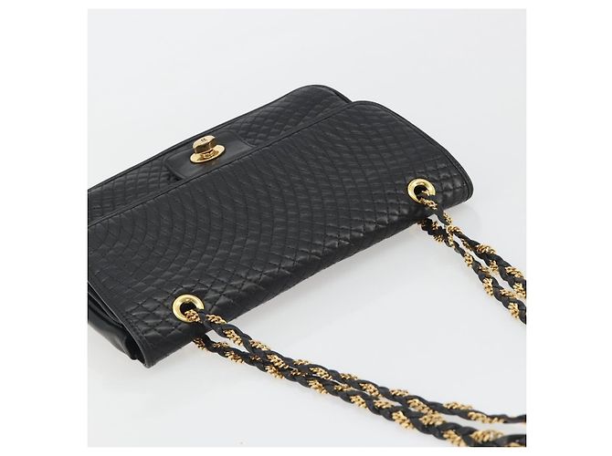 Borsa a Spalla con Catena BALLY in Pelle Nera e Oro Auth 190641A Nero D'oro - vista 6