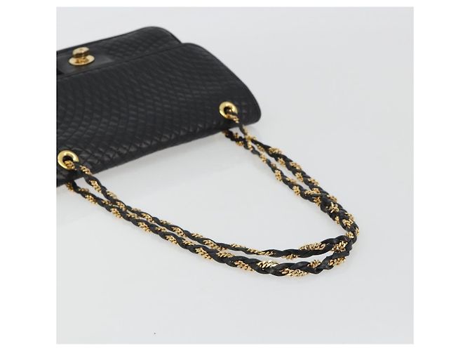 Borsa a Spalla con Catena BALLY in Pelle Nera e Oro Auth 190641A Nero D'oro - vista 7