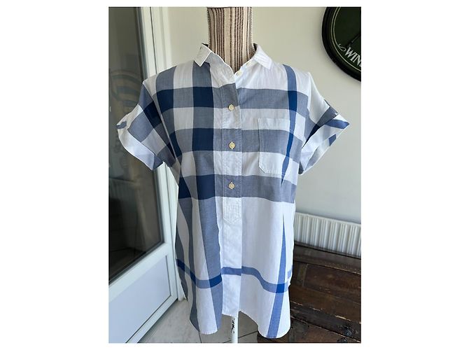 Camicia Burberry Brit a quadri blu e bianchi Bianco - vista 2