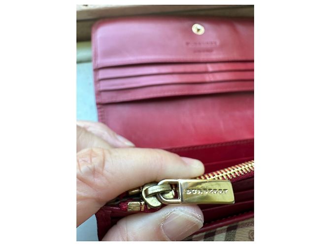 Burberry Check leather and canvas wallet Brown Black Red Beige - view 10