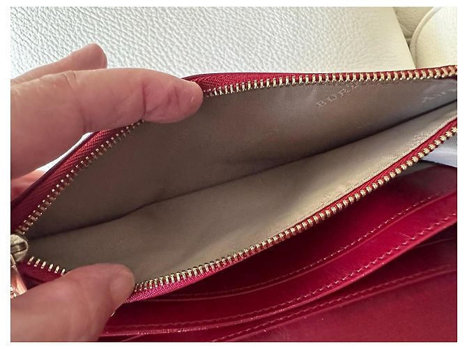 Burberry Check leather and canvas wallet Brown Black Red Beige - view 7