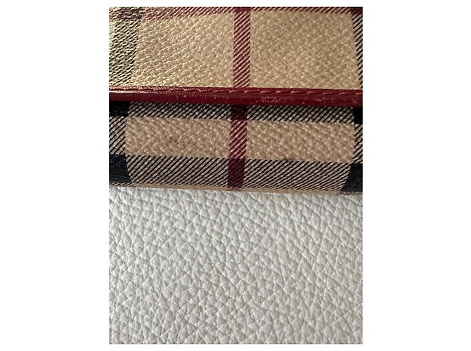 Burberry Check leather and canvas wallet Brown Black Red Beige - view 9