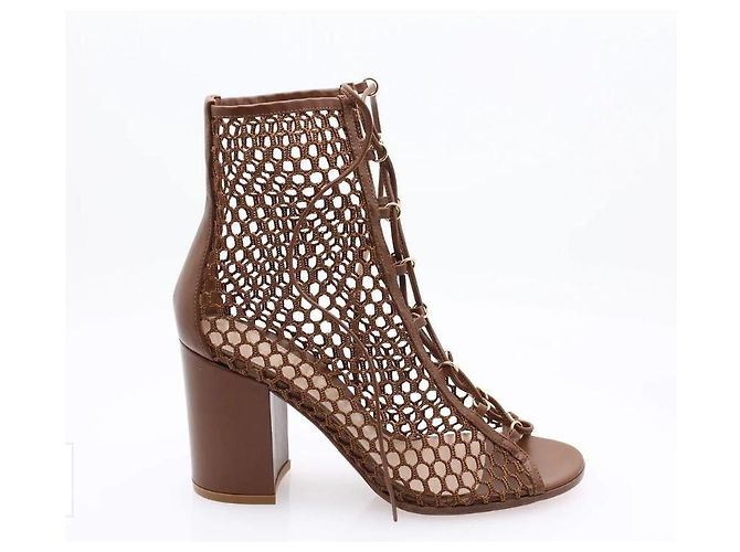 Stivaletti con lacci in mesh marrone Gianvito Rossi - vista 10