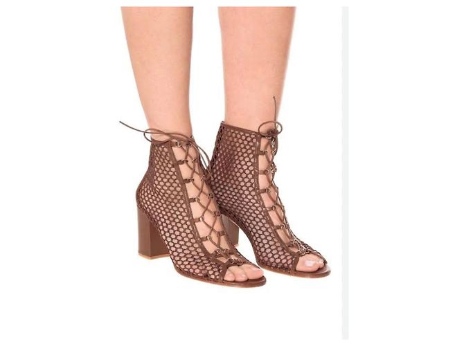 Stivaletti con lacci in mesh marrone Gianvito Rossi - vista 6
