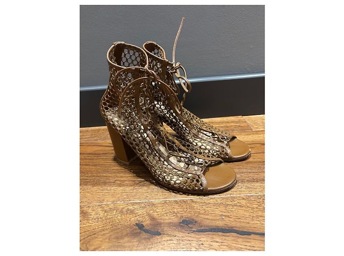 Stivaletti con lacci in mesh marrone Gianvito Rossi - vista 7