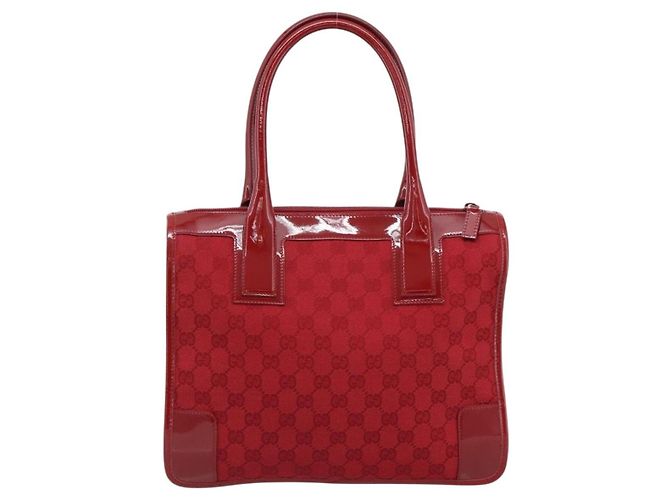 Tote Aberto Estruturado com Alça Superior Gucci GG Canvas e couro Large Vermelho - vista 2