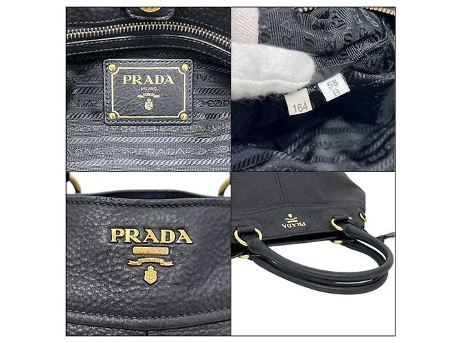 Prada Vitello Daino Leder Tote Bag Schwarz - Ansicht 4