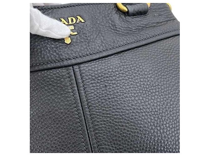 Prada Vitello Daino Leder Tote Bag Schwarz - Ansicht 7