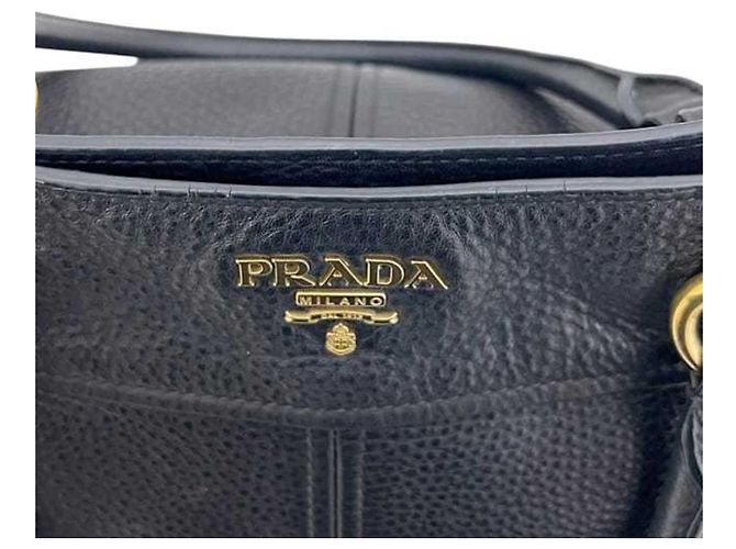 Prada Vitello Daino Leder Tote Bag Schwarz - Ansicht 9