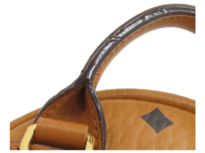 Zaino MCM in PVC marrone con logo - vista 11