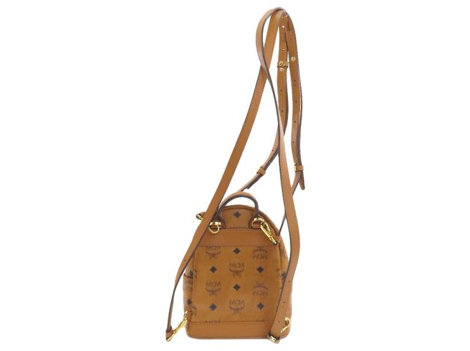 Zaino MCM in PVC marrone con logo - vista 2