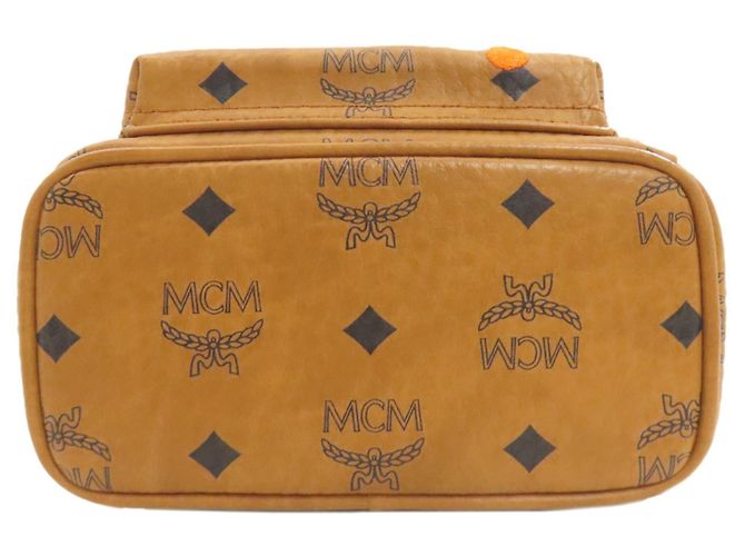 Zaino MCM in PVC marrone con logo - vista 4