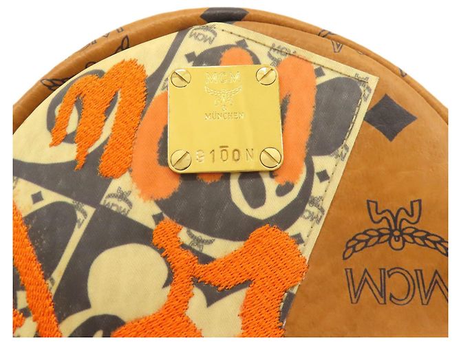 Zaino MCM in PVC marrone con logo - vista 7