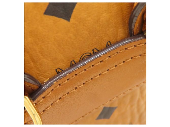 Zaino MCM in PVC marrone con logo - vista 8