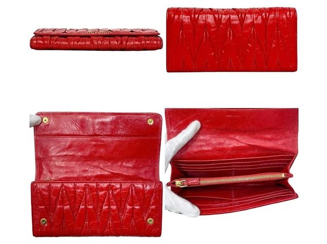 Cartera larga de cuero rojo Matelasse Miu Miu Roja - vista 3