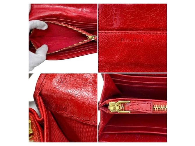 Cartera larga de cuero rojo Matelasse Miu Miu Roja - vista 4