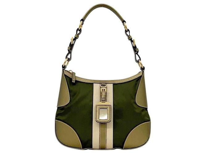 Saffiano Borsa a Spalla Prada Verde Khaki Cachi - vista 2