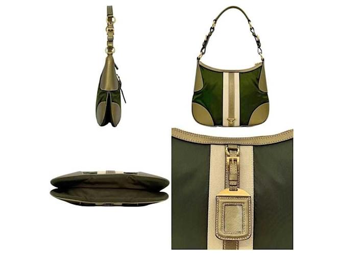 Saffiano Borsa a Spalla Prada Verde Khaki Cachi - vista 3