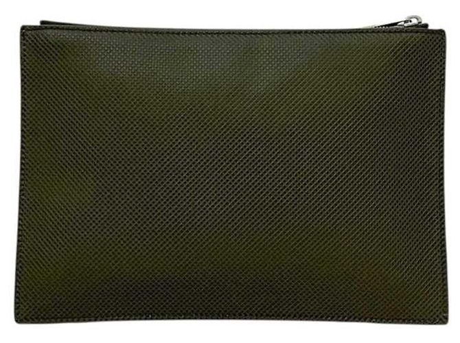 Clutch in pelle Bottega Veneta Nero Verde Cachi - vista 3