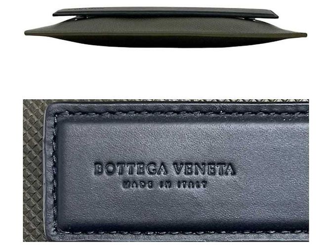 Clutch in pelle Bottega Veneta Nero Verde Cachi - vista 5