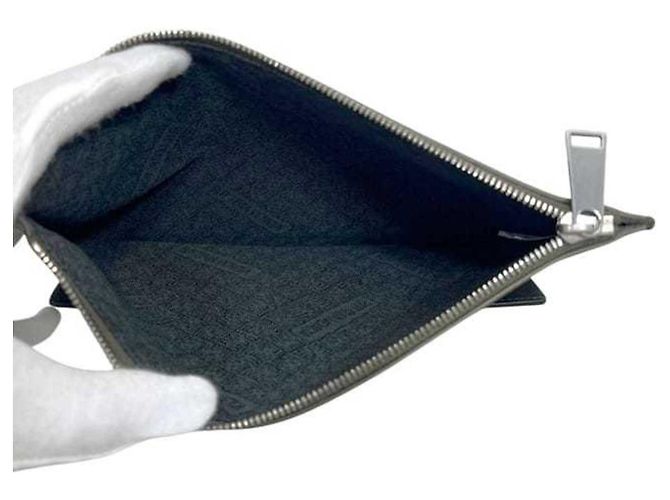 Clutch in pelle Bottega Veneta Nero Verde Cachi - vista 6