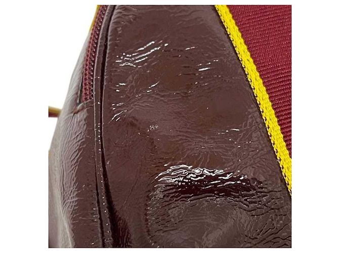 Borsa Boston Miu Miu Bordeaux e Giallo in Pelle Lucida Bordò - vista 10