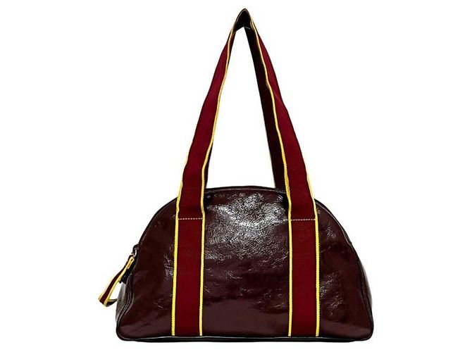 Borsa Boston Miu Miu Bordeaux e Giallo in Pelle Lucida Bordò - vista 2