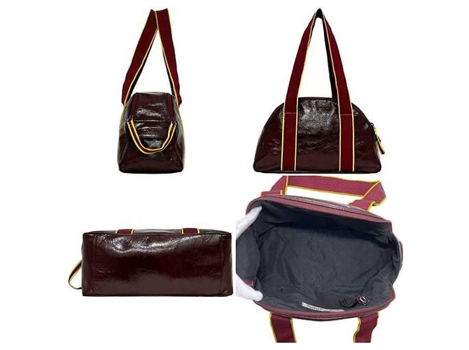 Borsa Boston Miu Miu Bordeaux e Giallo in Pelle Lucida Bordò - vista 3