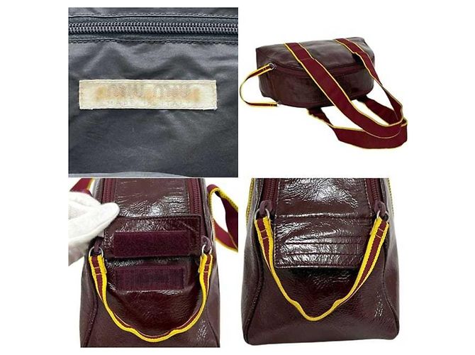 Borsa Boston Miu Miu Bordeaux e Giallo in Pelle Lucida Bordò - vista 7
