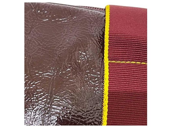 Borsa Boston Miu Miu Bordeaux e Giallo in Pelle Lucida Bordò - vista 9