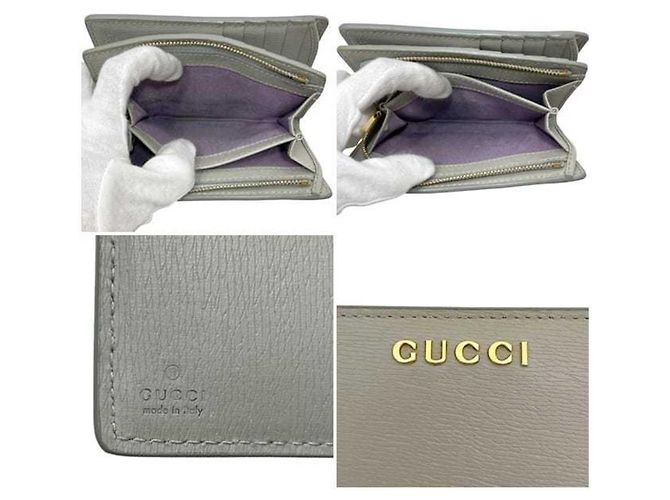 Cartera de doble pliegue gris Gucci Castaño - vista 4