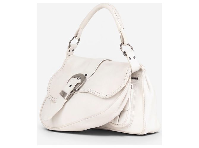 Dior da Galliano SS06 'Gaucho' Whipstitch Double Saddle Shoulder Bag Bianco - vista 2