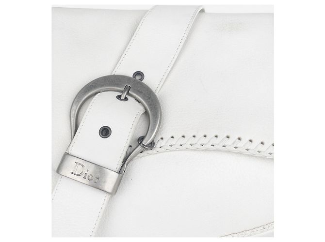 Dior da Galliano SS06 'Gaucho' Whipstitch Double Saddle Shoulder Bag Bianco - vista 4
