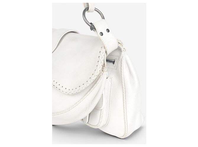 Dior da Galliano SS06 'Gaucho' Whipstitch Double Saddle Shoulder Bag Bianco - vista 5