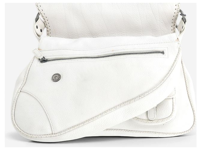 Dior da Galliano SS06 'Gaucho' Whipstitch Double Saddle Shoulder Bag Bianco - vista 8