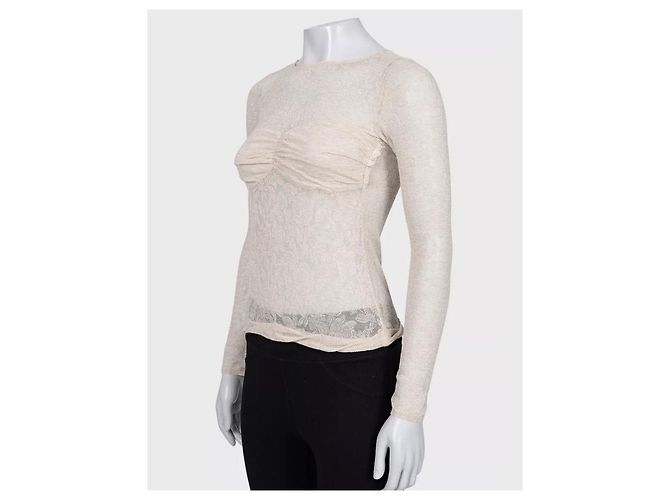 Top ajustado de encaje beige Louis Vuitton Talla 36 Segunda mano - vista 2